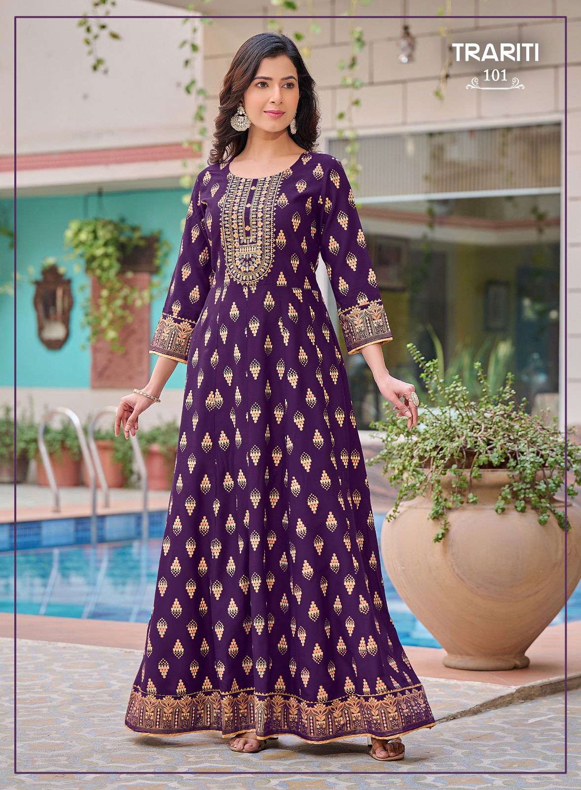 Trariti 101 Rayon Printed Long Anarkali Kurtis Wholesale Price In Surat
